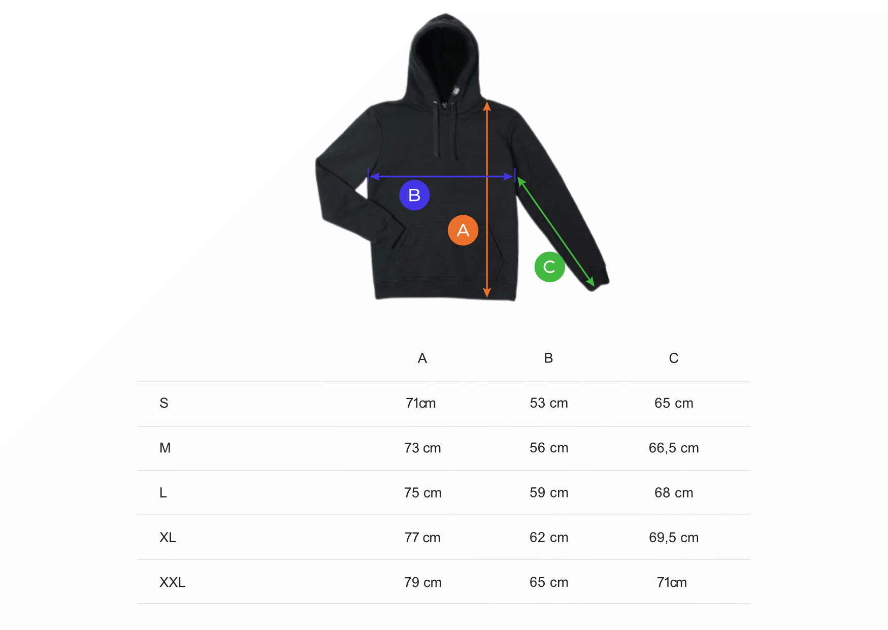 tabela rozmiarów bluzy HAMMER Hoodie