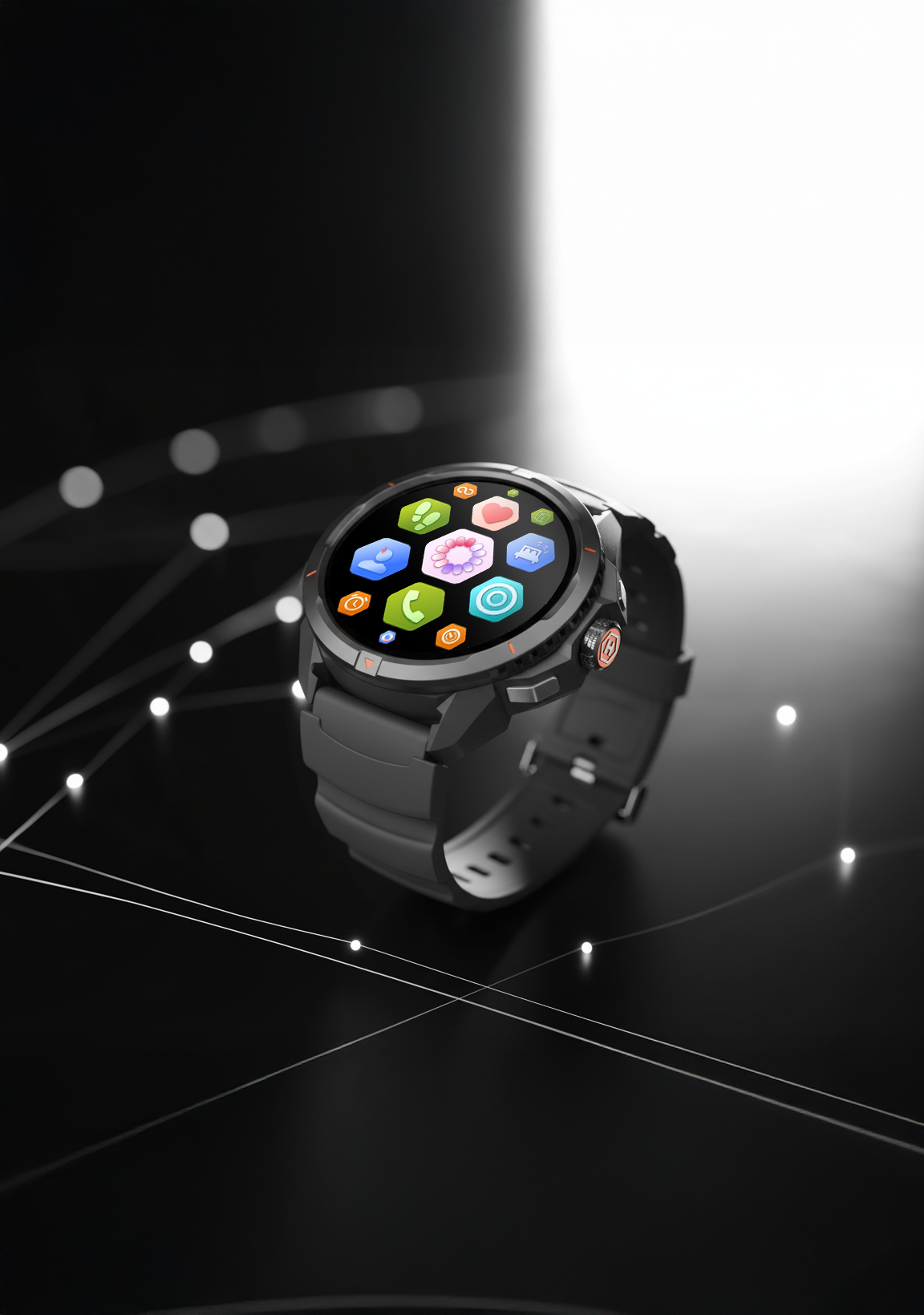 HAMMER WATCH 2 widok na świetlistym tle