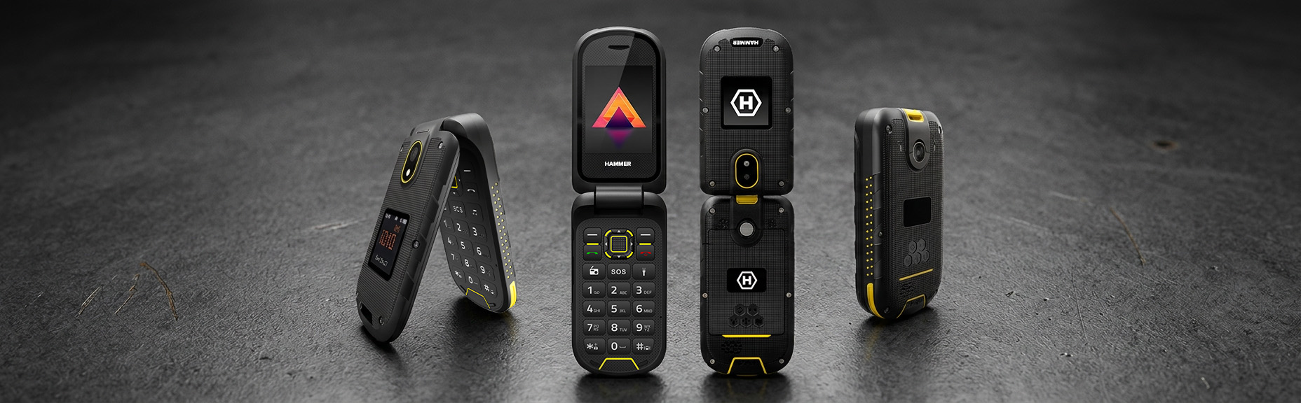 HAMMER BOW LTE  telefon z klaplką pod różnymi kątami