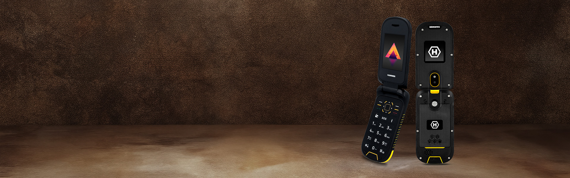 HAMMER BOW LTE  na brązowym tle - telefon z klapką