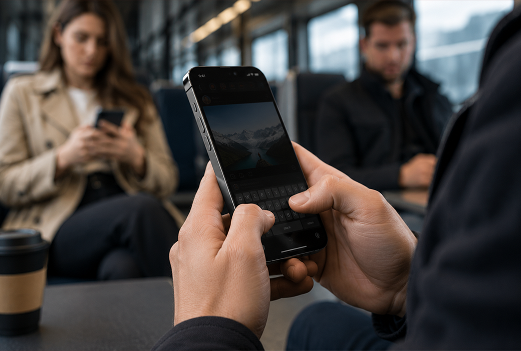 Mężczyzna sprawdza telefon