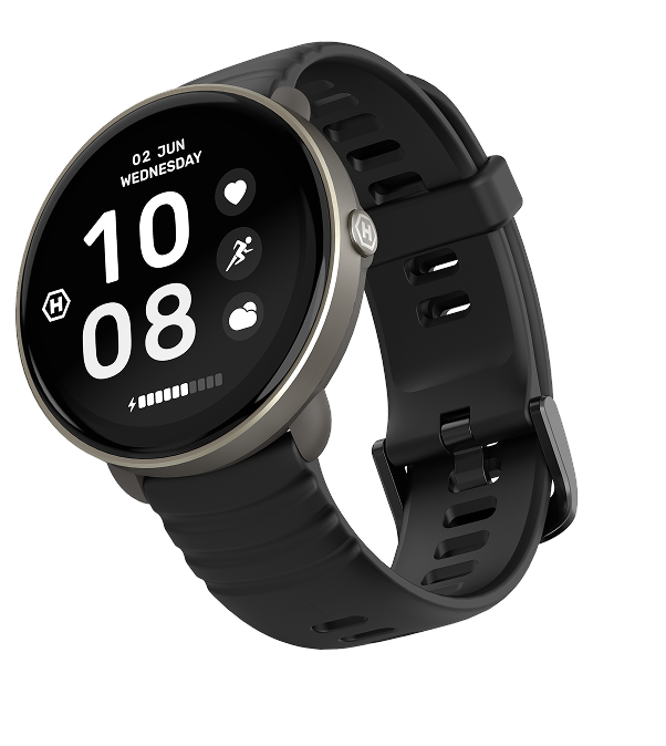 Smartwatch HAMMER WATCH VENTUS z okrągłą tarczą i czarnym paskiem