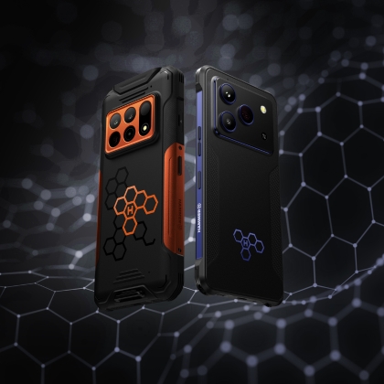 HAMMER CONSTRUCTION 3 THERMAL 5G z pomarańczowymi akcentami i HAMMER BLADE 6 PRO 5G na ciemnym technologicznym tle z siatką heksagonalną