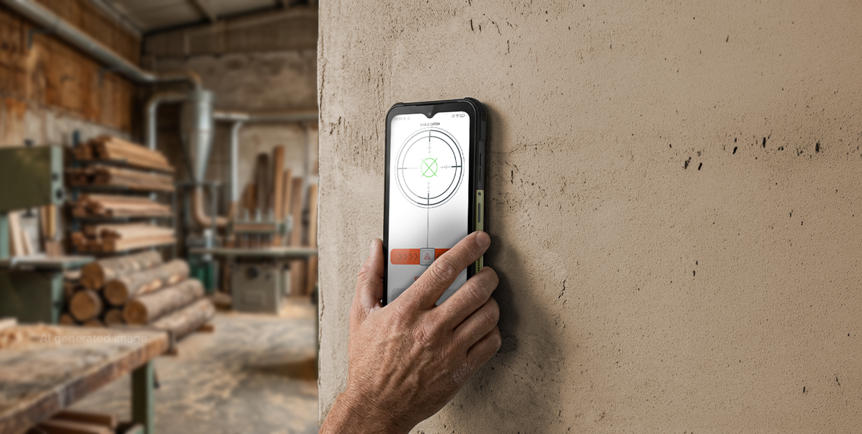 Wykrywanie przewodów elektrycznych w ścianie za pomocą smartfona HAMMER