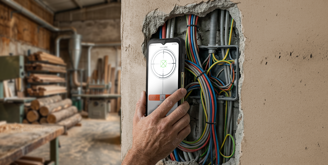 Lokalizowanie ukrytej instalacji elektrycznej za pomocą smartfona HAMMER