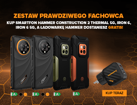 Kup smartfon HAMMER CONSTRUCTION 2 THERMAL 5G, IRON 6, IRON 6 5G, a ładowarkę HAMMER dostaniesz gratis