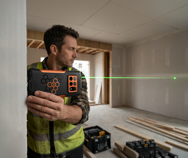 Wyznaczanie poziomej linii laserowej za pomocą smartfona