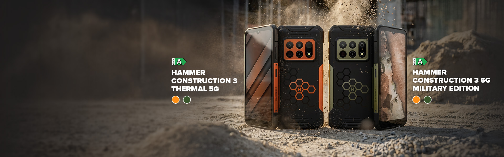 HAMMER CONSTRUCTION 3 5G i CONSTRUCTION 3 THERMAL 5G na tyle budowy i piasku