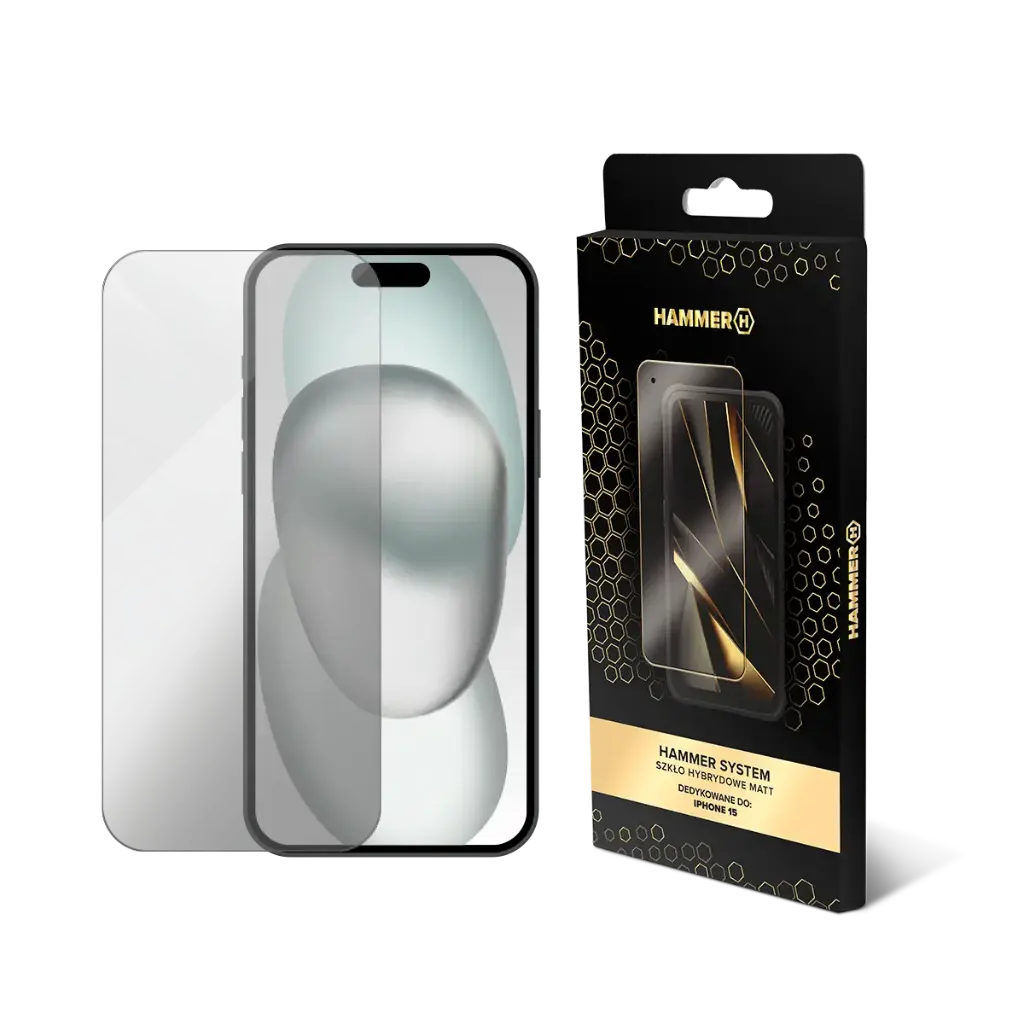 HAMMER SYSTEM Szkło hybrydowe MATT iPhone 15